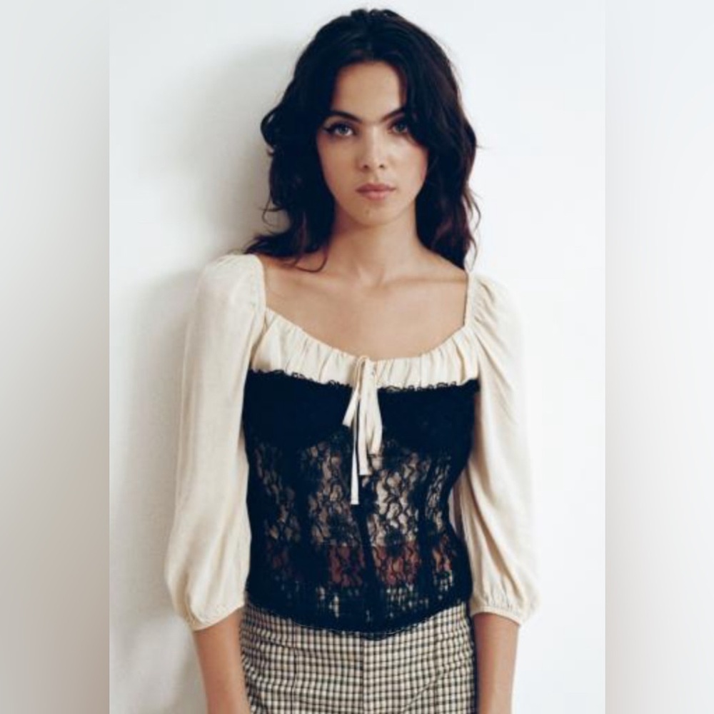 Urban Outfitters Lioness The Plaza Lace Bustier Black Corset Strapless Top EUC M - Picture 5 of 12